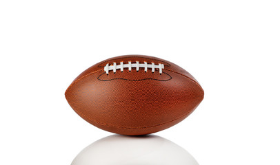 American football isolated on a white background with reflection
