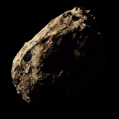 asteroid isolated on black background  - obrazy, fototapety, plakaty