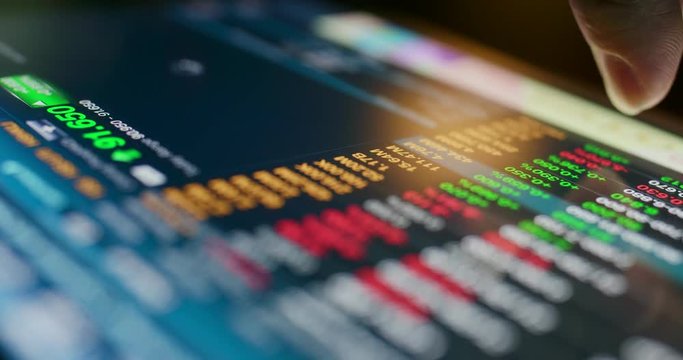 Stock market analysis on tablet computer