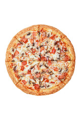 Italian pizza on a white background. isolate to create a pizza menu on the website or a printed menu.