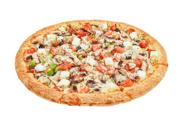 Italian pizza on a white background. isolate to create a pizza menu on the website or a printed menu.