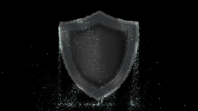 Animated Shield  emerging from the liquid