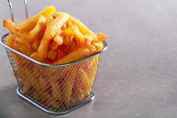 French fries in metal basket