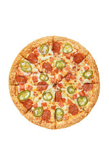 Italian pizza on a white background. isolate to create a pizza menu on the website or a printed menu.