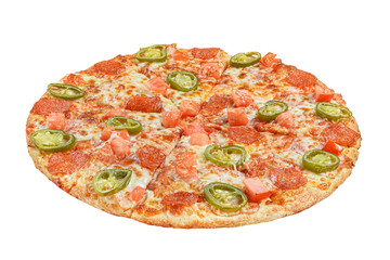 Italian pizza on a white background. isolate to create a pizza menu on the website or a printed menu.