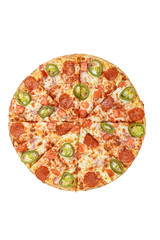 Italian pizza on a white background. isolate to create a pizza menu on the website or a printed menu.