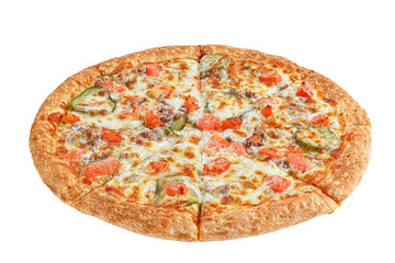 Italian pizza on a white background. isolate to create a pizza menu on the website or a printed menu.
