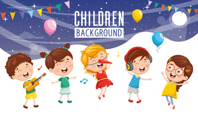 Fototapeta premium Vector Illustration Of Children Party Background