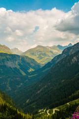 Naklejka premium Die Alpen mit kurvigen Straßen