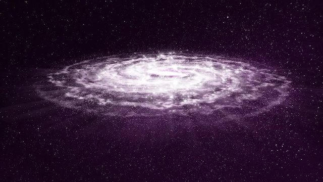 Rotation de la galaxie spirale lentement en approche. Rendu 3D