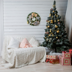 interior of the apartment decorated with Christmas decorations, the concept of Christmas readiness