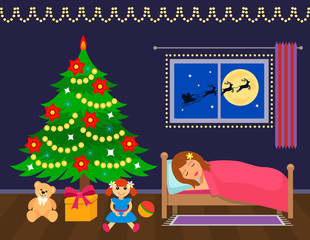 Obraz na płótnie Canvas merry christmas tree and gifts