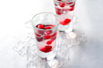 Cranberry Cocktail with Ice On White Background