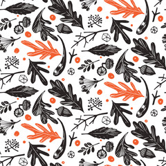 Autumn foliage seamless pattern. 