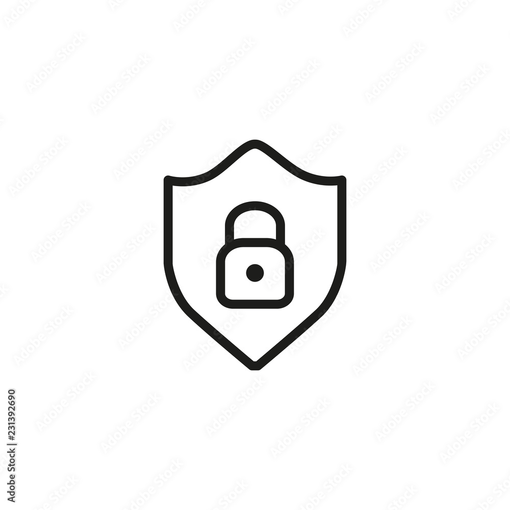 Aufkleber data security line icon. lock inside shield. data protection concept. can be used for topics like co