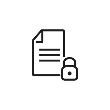 Information protection line icon. File, document, lock, padlock. Data safety concept. Can be used for topics like information technology, privacy, regulation