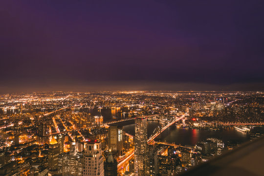 Amazing Panoramic Aerial View over New York City at Night © toyechkina
