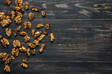 walnuts on a wooden background