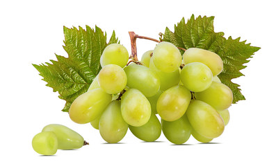 Fresh grapes isolated on white background with clipping pass