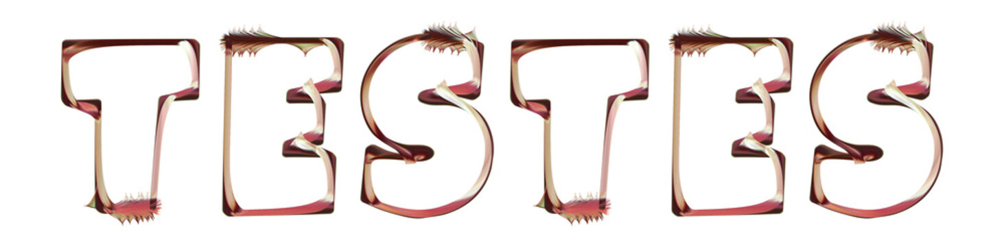 Testes - artistic text written on white background