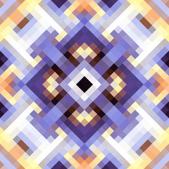 Geometric abstract symmetric pattern in pixel art style. Seamless geometric background. Vector image.