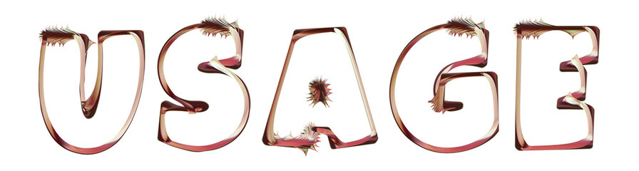 Usage - artistic text written on white background