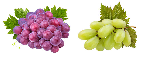 Fresh grapes isolated on white background with clipping pass