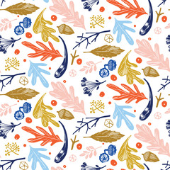 Autumn foliage seamless pattern. 