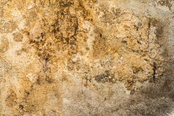dark grunge texture of old cracked concrete wall, destroyed plaster layer of antique surface