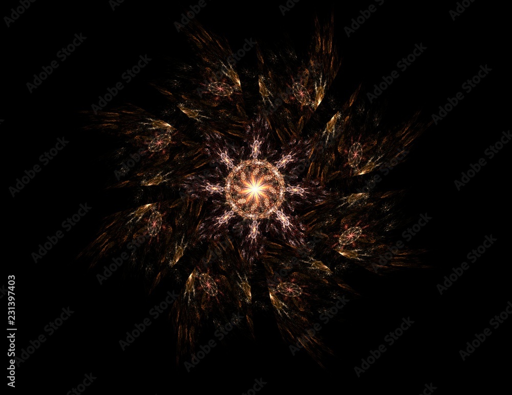 Poster lacy colorful clockwork pattern. digital fractal art design. abstract design of sacred symbols signs