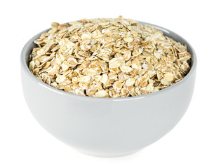 Oat flakes in bowl closeup