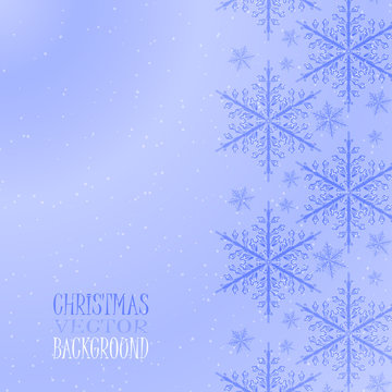 Christmas vector blue background with snowflakes