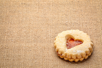 jam heart biscuit on burlap canvas