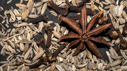 armatic spices and herbs; star anise, cloves and cumin