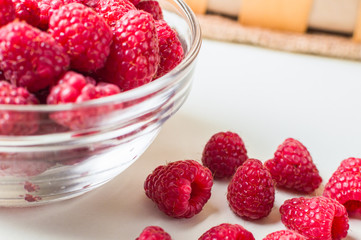 Organic agriculture. raspberry - ingredient for health smoothie.