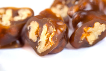 Tasty oriental sweets, churchkhela on  white background. Georgian national dessert