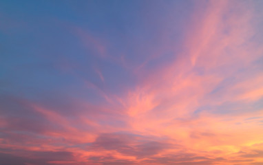 Naklejka na ściany i meble Beautiful pastel cloudy sunset