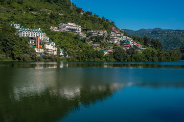 Fototapeta na wymiar Lake in Himalayas - Bhimtal Lake in Uttarakhand, India