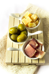 olives, ham and cheese