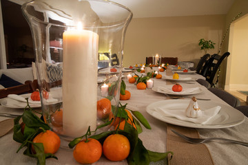 Holiday dinner table setting