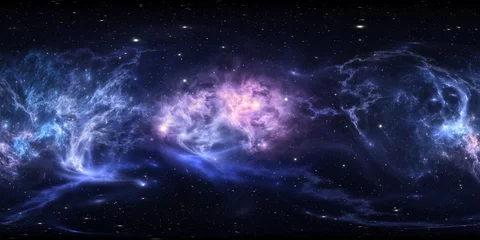 360 Grad interstellare Wolke aus Staub und Gas. Weltraumhintergrund mit Nebel und Sternen. Glühender Nebel, gleichwinklige Projektion, Umgebungskarte. Sphärisches HDRI-Panorama © Peter Jurik