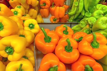 Bell peppers in supermarket