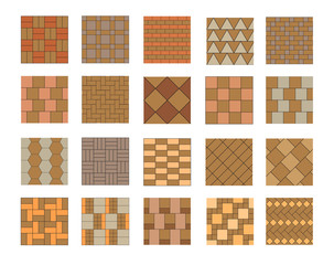 Naklejka premium Set of vector paving tiles and bricks patterns.