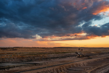 Hambach surface mine at sunset