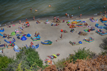 Baltic beach from cliff summer time