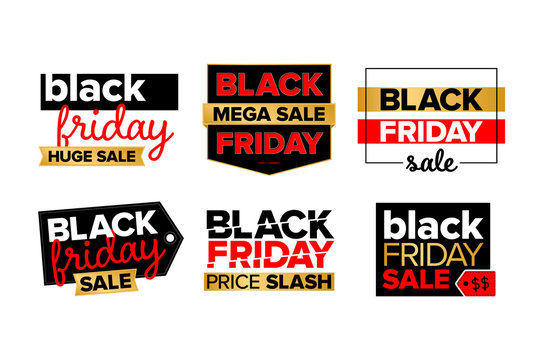 Black Friday Sale Logo Collection. Corporate Calligraphic Icon Set For Black Friday Clearance.