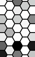 Black honeycomb with a gradient color. Isometric geometry. 3D illustration