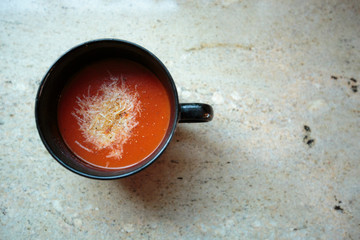tomato soup on counter