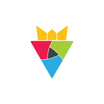 king triangle crown logo vector