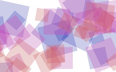 Multicolored translucent squares on white background. Red tones. 3D illustration
